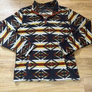 Depart West  Mens Jacket Coat Aztec Tribal Fleece Pullover Size Large L Western